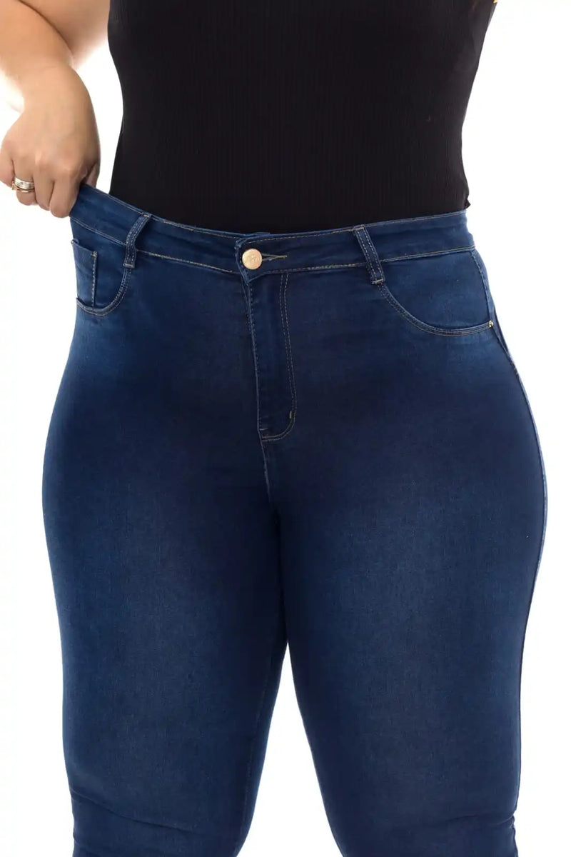 Calça Jeans Feminina Plus Size Cintura Alta Premium