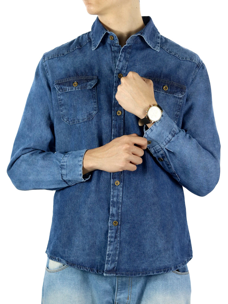 Fashion Street Fashion Long Sleeve Buttons Men's Jeans Shirt 2024 Autumn Winter