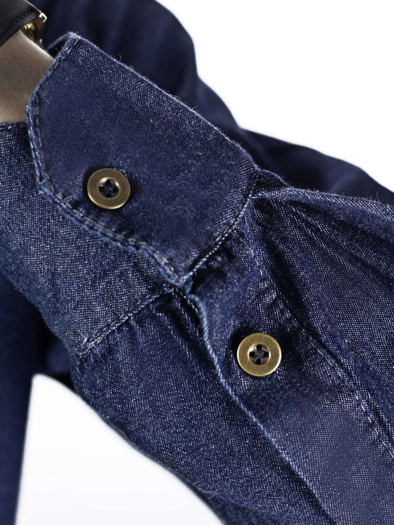 Fashion Street Fashion Long Sleeve Buttons Men's Jeans Shirt 2024 Autumn Winter