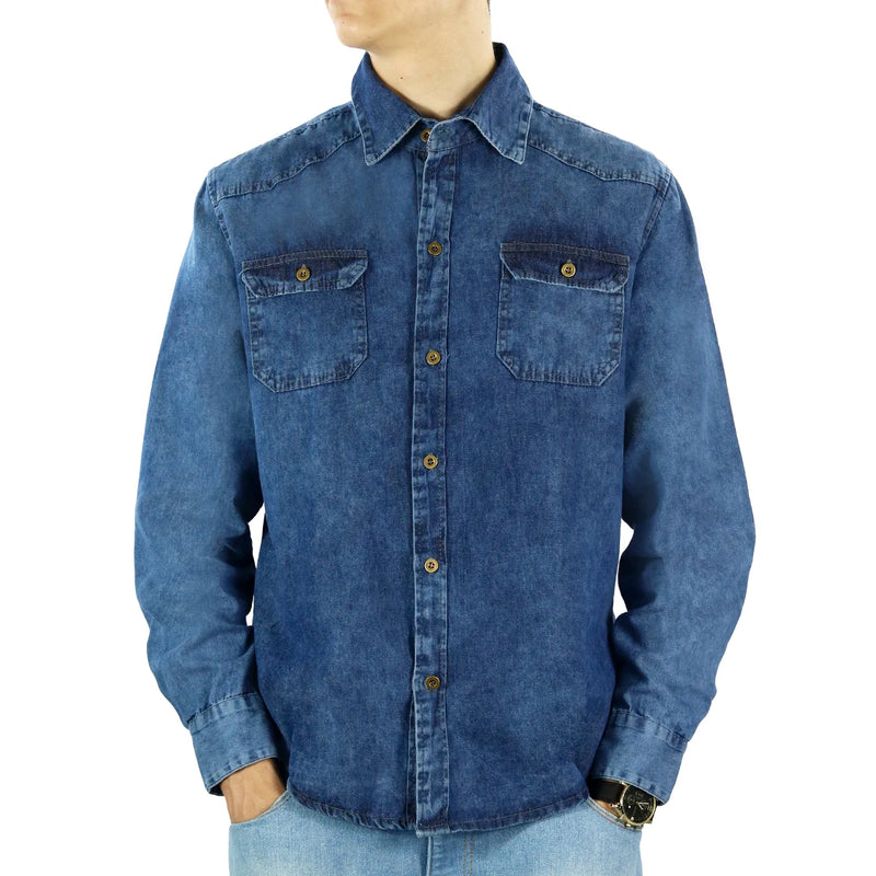 Fashion Street Fashion Long Sleeve Buttons Men's Jeans Shirt 2024 Autumn Winter