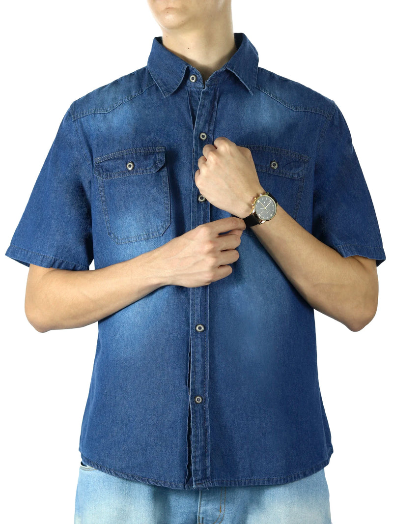 Fashion Fashion Summer Spring Autumn 2023-Fast Delivery Clear Short Sleeve Blue Jeans Shirt For All Brazil