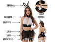 Sexy Cropped Set and Coelha Skirt with Thong Fantasy Sexy Bunny Luxury Underwear Women's Lingerie Body