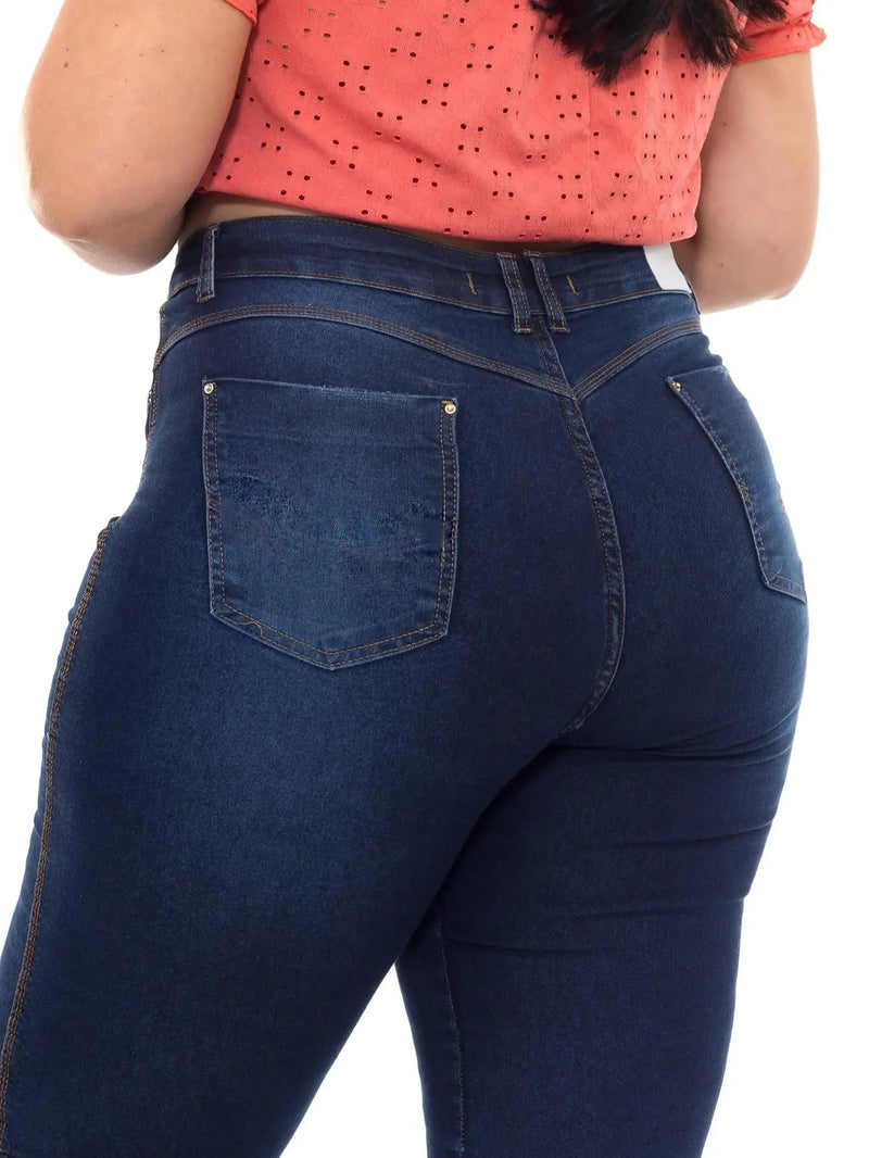 Calça Jeans Skinny Com Cinta Lipo Plus Size Cintura Alta Premium