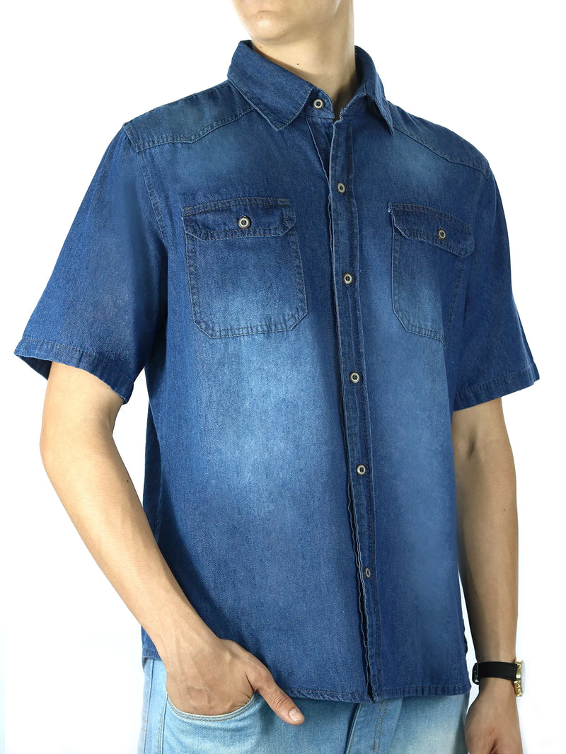 Fashion Fashion Summer Spring Autumn 2023-Fast Delivery Clear Short Sleeve Blue Jeans Shirt For All Brazil