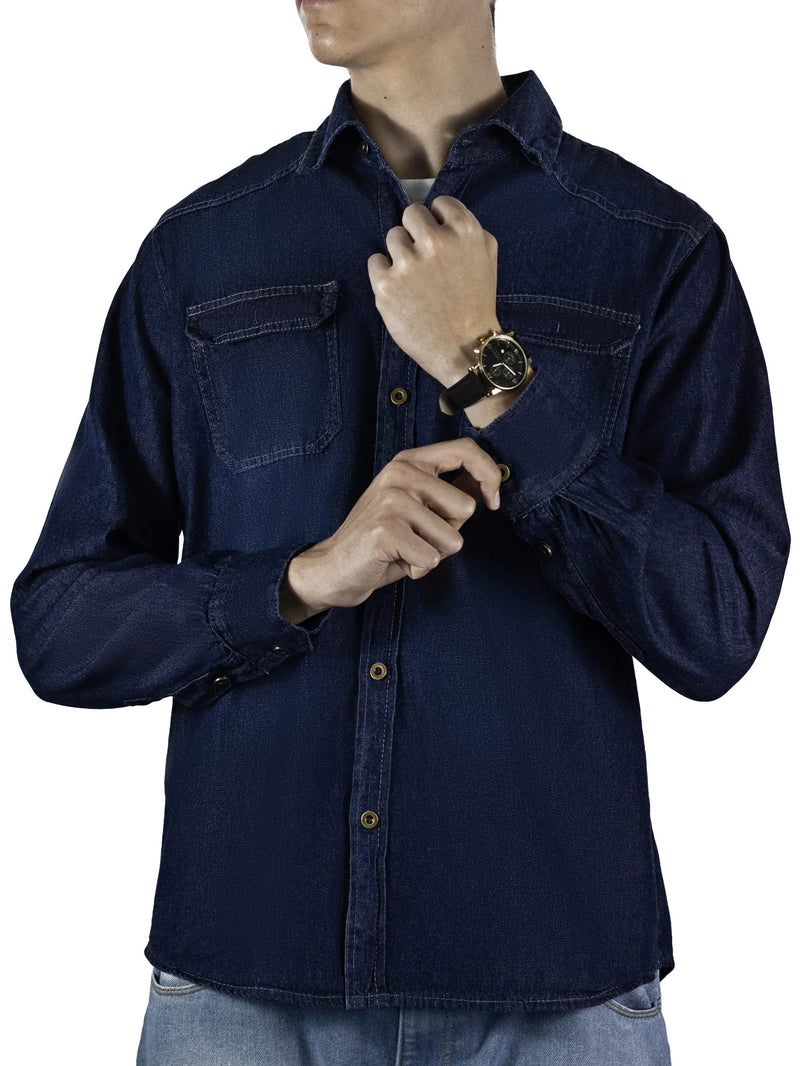 Fashion Street Fashion Long Sleeve Buttons Men's Jeans Shirt 2024 Autumn Winter