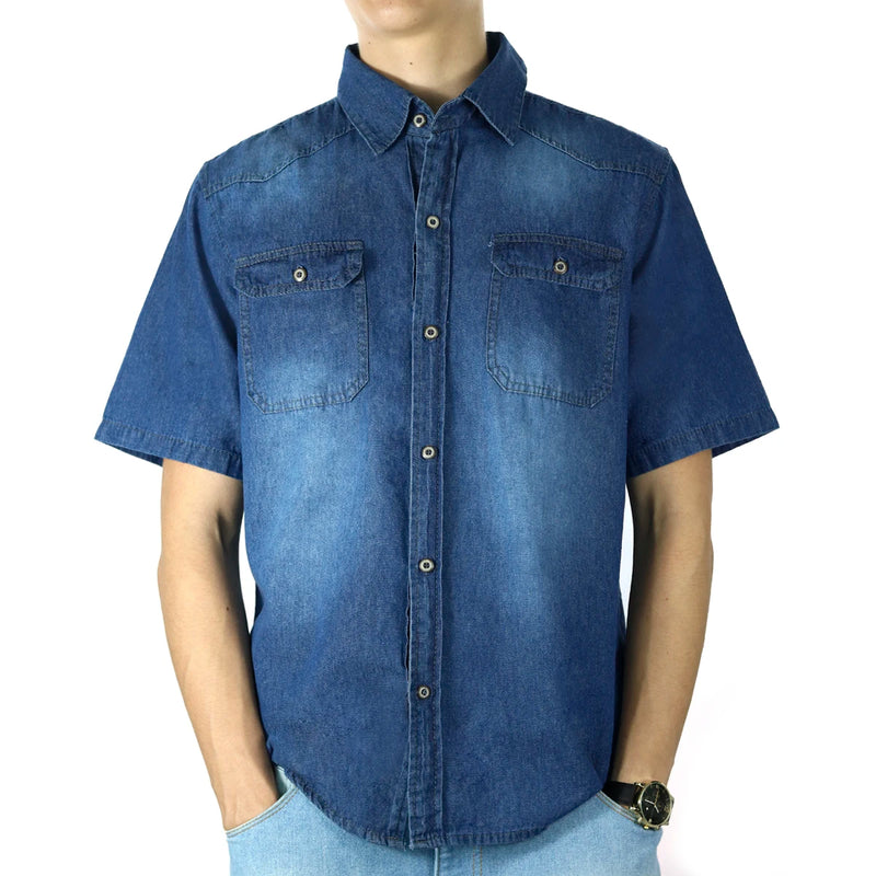 Fashion Fashion Summer Spring Autumn 2023-Fast Delivery Clear Short Sleeve Blue Jeans Shirt For All Brazil