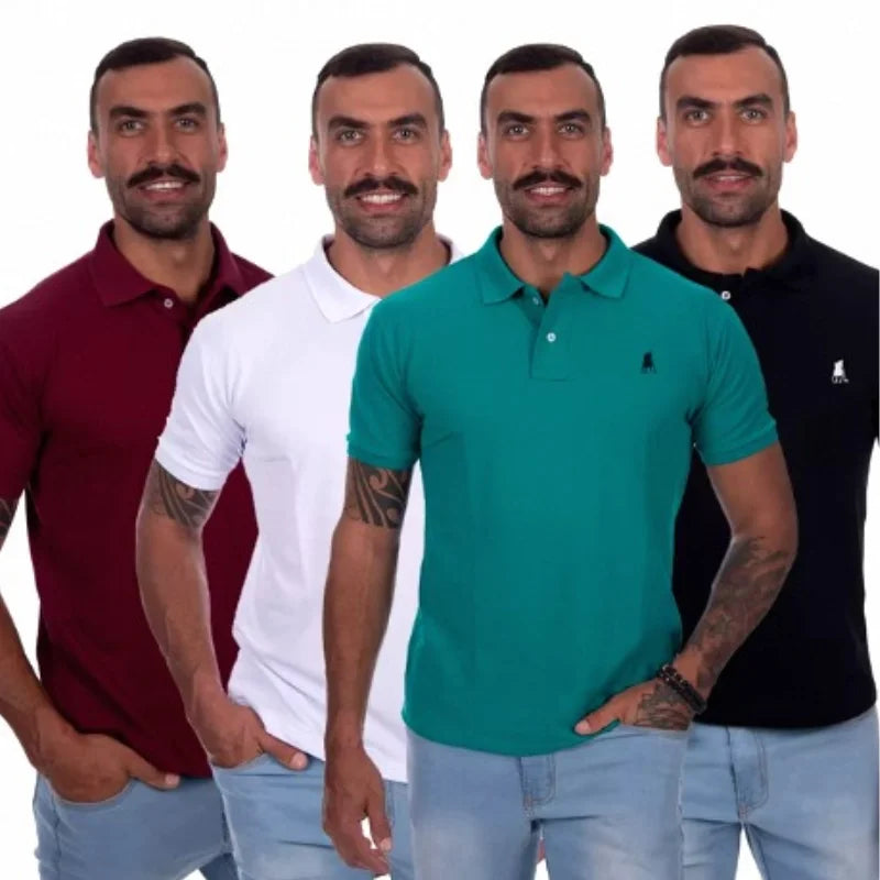 Kit 04 Camisas Original Men's Polo Shirt Piquet Cotton traf za men's summer summer comfortable free shipping