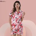 Z&D Lingerie Pijama Feminino com Botão Manga Curta com Gola e Short Sy05