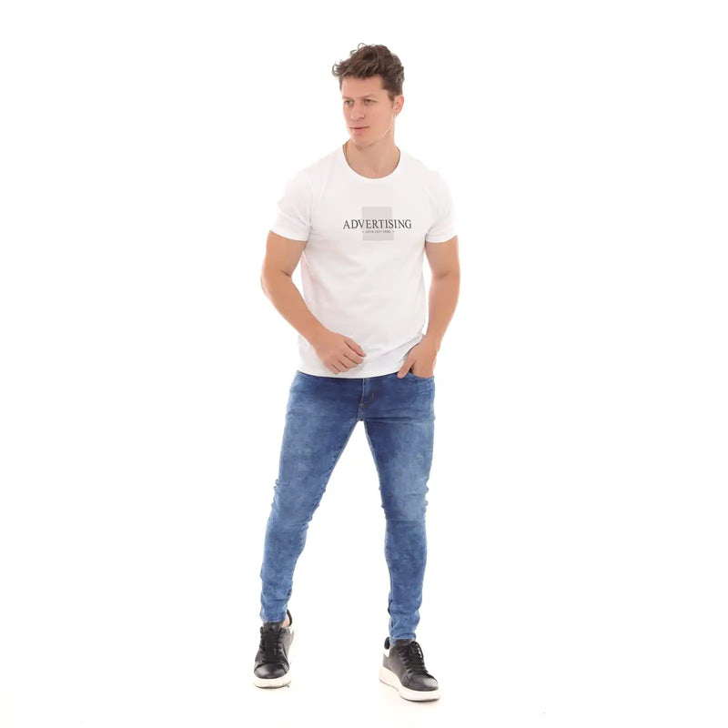 Calça Jeans Super Skinny Masculina Lavagem Azul Marmorizado Tendência