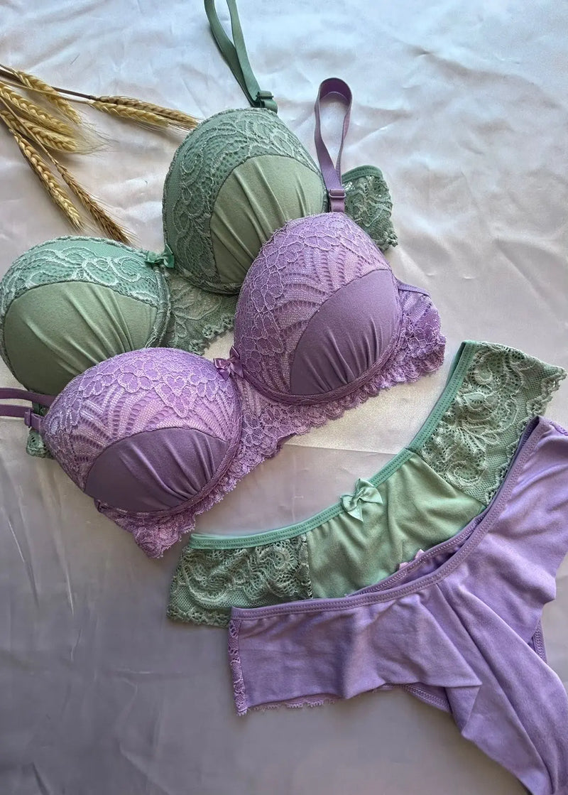 Conjunto Feminino Lingerie Com Bojo E suede Calcinha + Sutiã Tecido Premium M ao GG