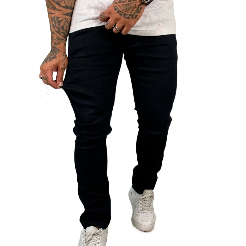 Kit 2 Men's Pants Black and Clear Solid Slim Basic Pants with Lycra Day to Day Ref: 110/130