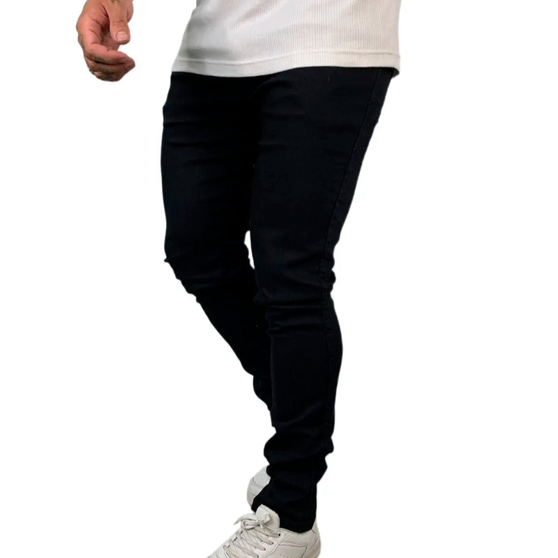 Kit 2 Men's Pants Black and Clear Solid Slim Basic Pants with Lycra Day to Day Ref: 110/130