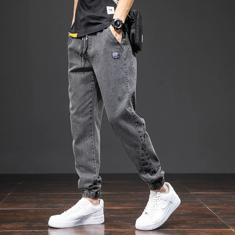 Spring Summer Black Blue Cargo Jeans Men Streetwear Denim Jogger Pants Men Baggy Harem Jean Trousers Plus Size 6XL 7XL 8XL