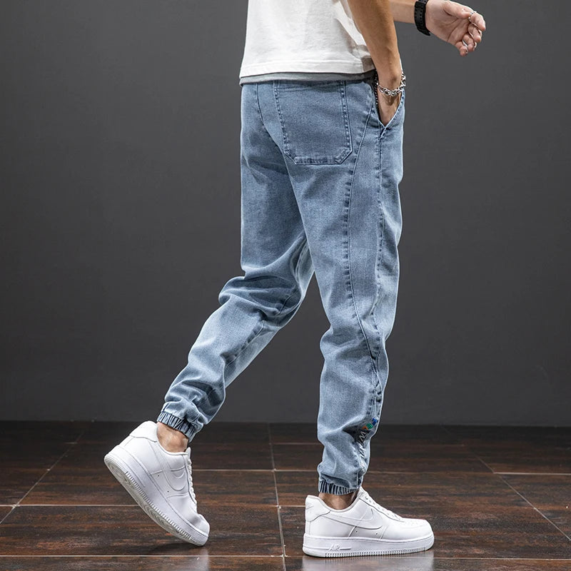 Spring Summer Black Blue Cargo Jeans Men Streetwear Denim Jogger Pants Men Baggy Harem Jean Trousers Plus Size 6XL 7XL 8XL