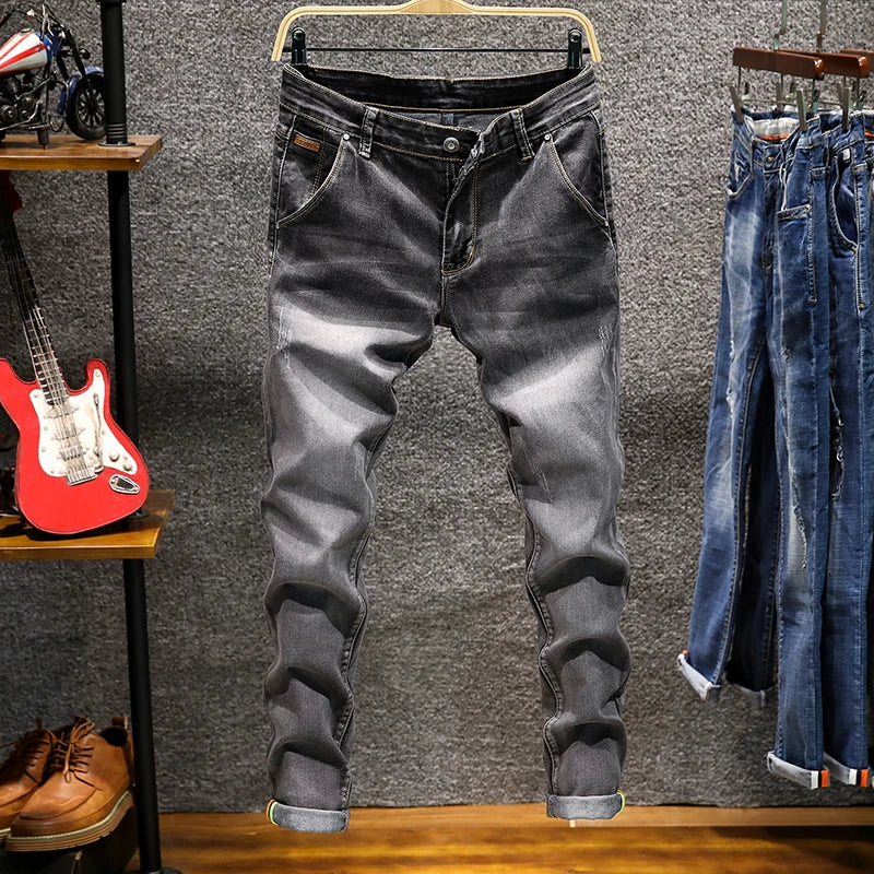 Fashion designer skinny jeans boutique stretch casual men's denim trousers jogging pants men's casual straight men cycling jeans