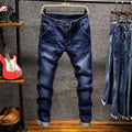 Fashion designer skinny jeans boutique stretch casual men's denim trousers jogging pants men's casual straight men cycling jeans