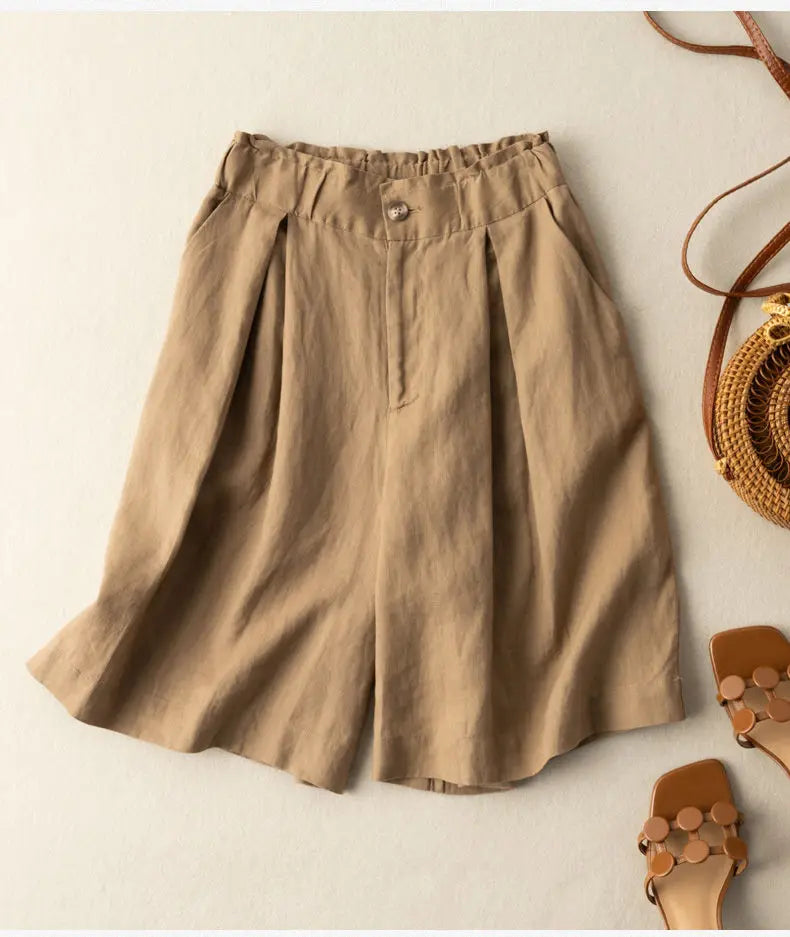 Women's Shorts with High Waisted Cotton Linen Harajuku Shorts Casual Loose Buttons Bermuda Shorts for Women Summer  5XL