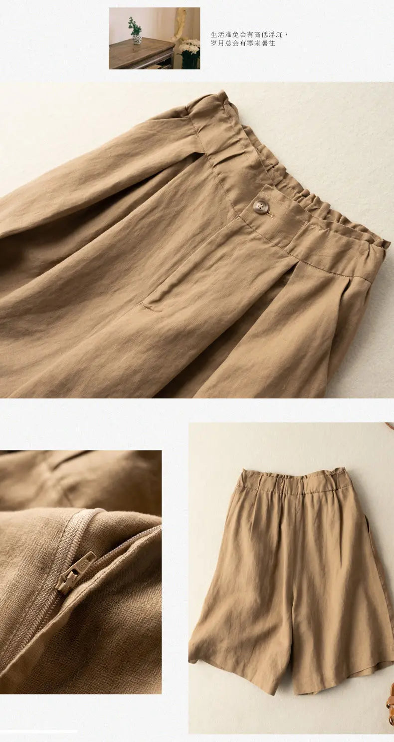 Women's Shorts with High Waisted Cotton Linen Harajuku Shorts Casual Loose Buttons Bermuda Shorts for Women Summer  5XL