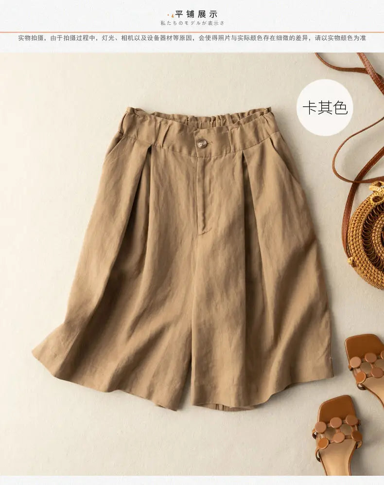 Women's Shorts with High Waisted Cotton Linen Harajuku Shorts Casual Loose Buttons Bermuda Shorts for Women Summer  5XL