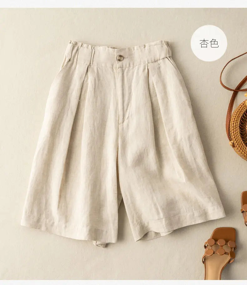 Women's Shorts with High Waisted Cotton Linen Harajuku Shorts Casual Loose Buttons Bermuda Shorts for Women Summer  5XL