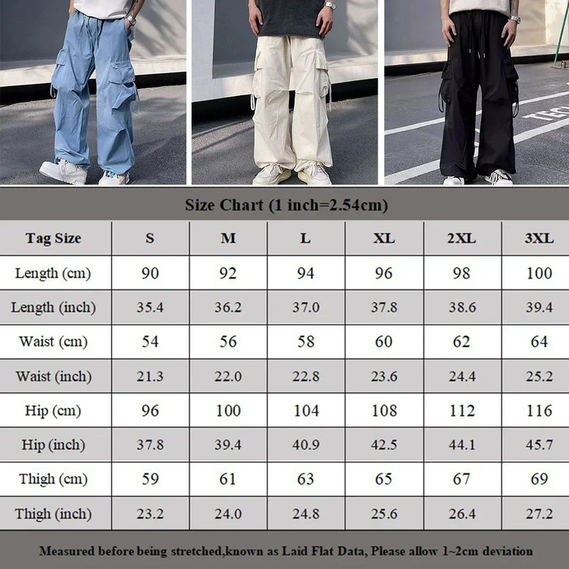 Mens Parachute-Style Loose Oversized Cargo Pants Fashion Hip-hop Y2K Streetwear