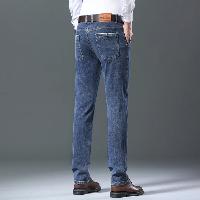 New High Quality Mens Fashion Black Blue Jeans Men Casual Slim Stretch Jeans Classic Denim Pants Trousers Plus Size 28-40