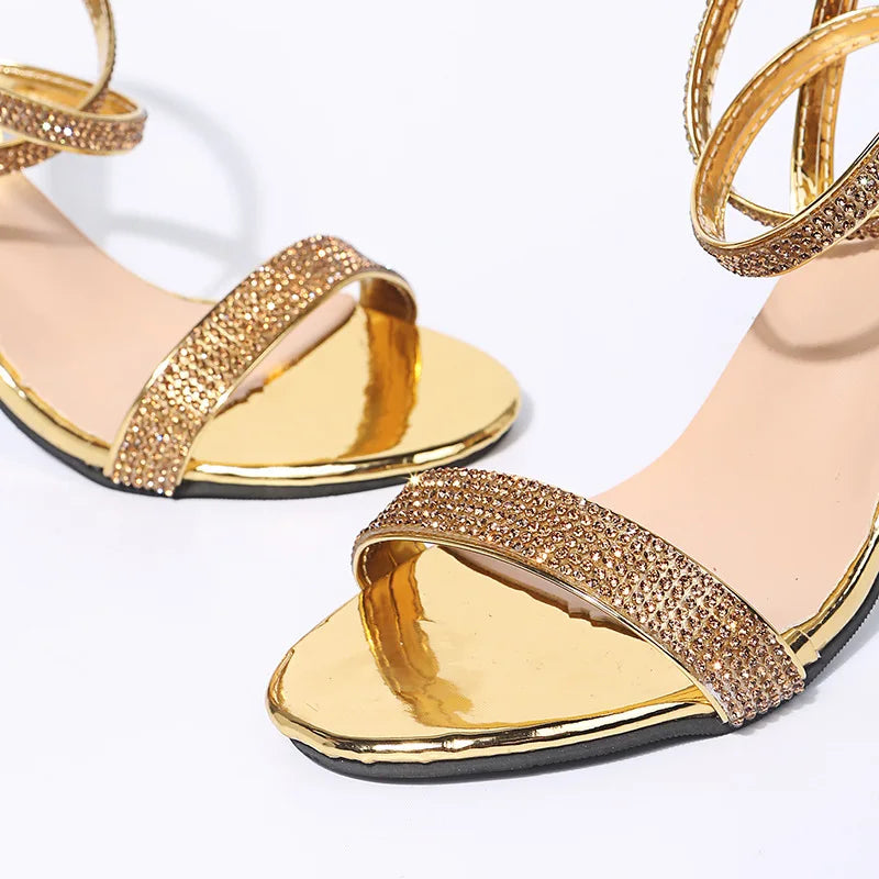 Heel Sandals Women Rhinestone Sexy Transparent High Heels Sandals Female New Summer Party Dress Shoes Ladies Pumps Plus Size