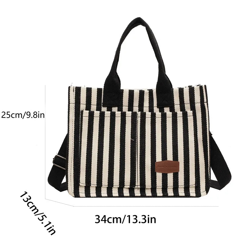 Bolsa de Praia Trendy Striped Canvas Crossbody