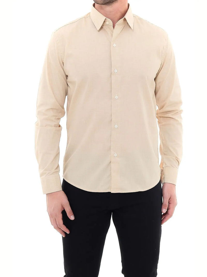 Men's Premium Linen Type Beige Social Shirt