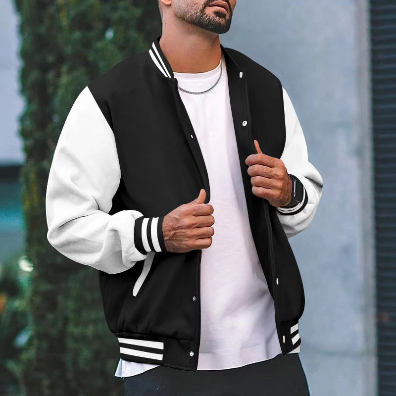 Spring and fall classic men's loose casual stand-up collar button-up baseball jacket flight jacket