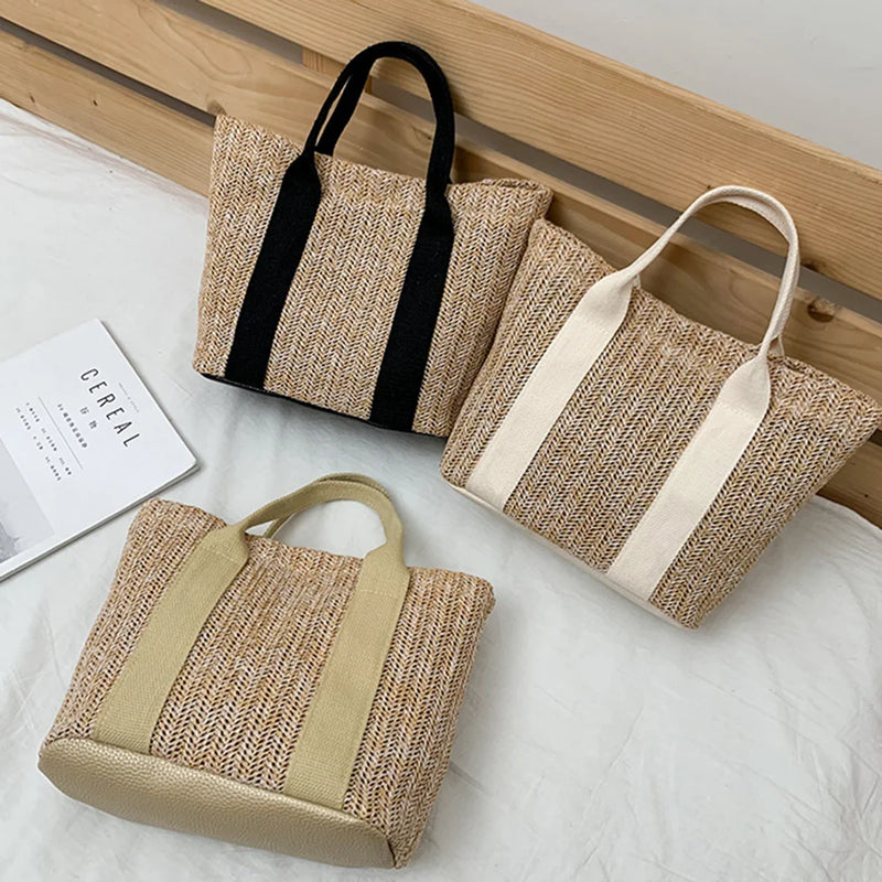 Bolsa Rattan Handbags Casual Praia