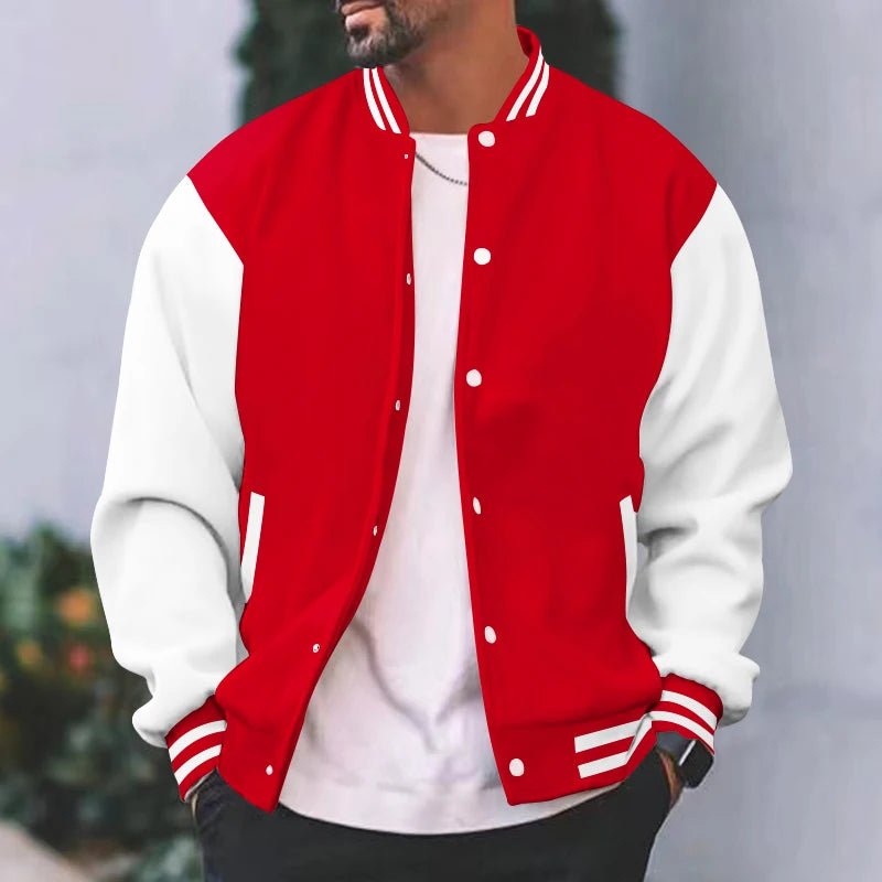 Spring and fall classic men's loose casual stand-up collar button-up baseball jacket flight jacket