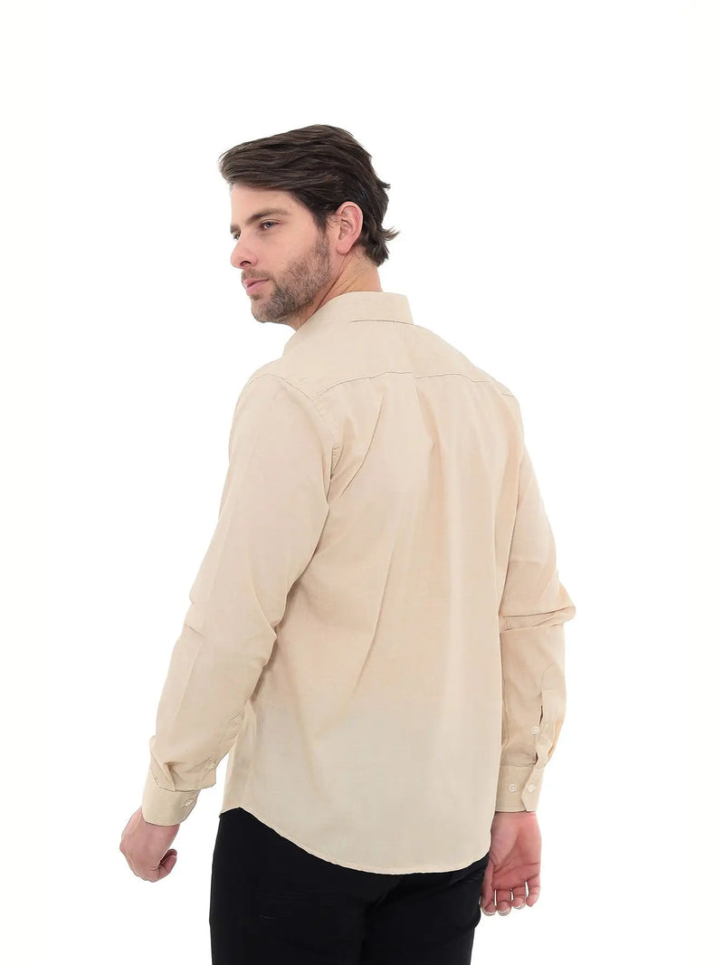 Men's Premium Linen Type Beige Social Shirt