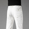 New Fashion Brand Jeans Men's Khaki White Straight Denim Medium Waist Fashion Stretch Casual Cotton Denim Pants