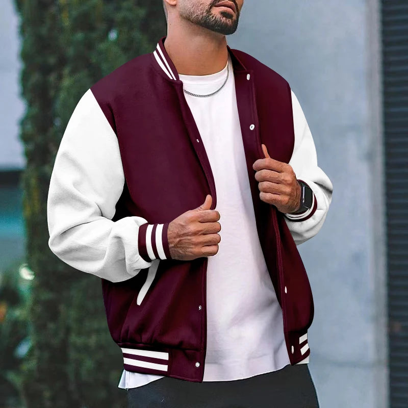 Spring and fall classic men's loose casual stand-up collar button-up baseball jacket flight jacket