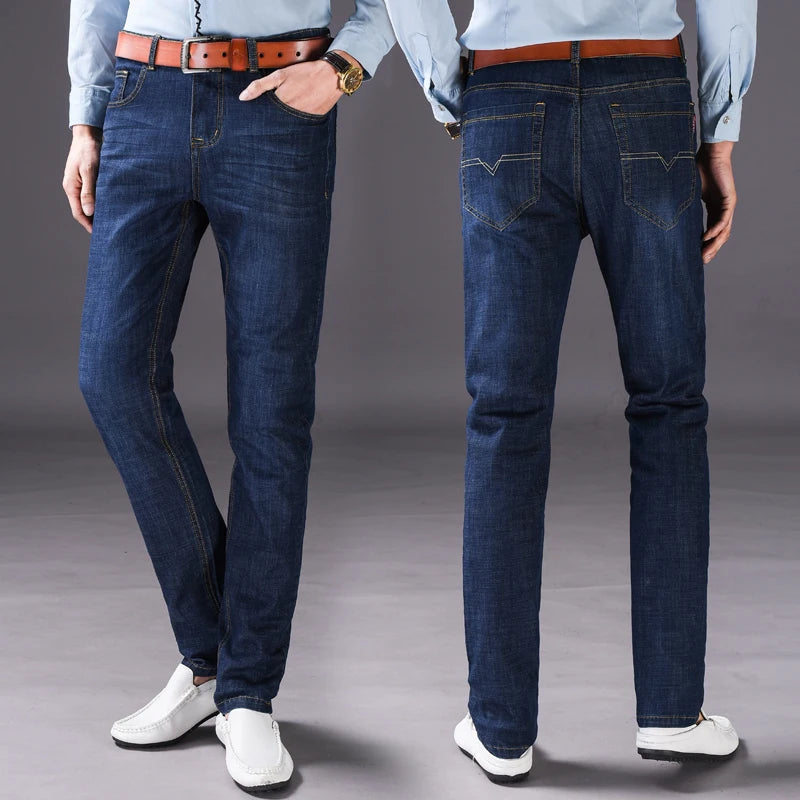 Summer men's thin jeans loose straight stretch pantsmen's business and casual upper body stylish jeansavailable in two colors