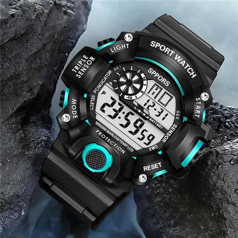 Kegllect [Ready Stock ]  Men Sports Multifunction Life Digital Watch Casual Watches