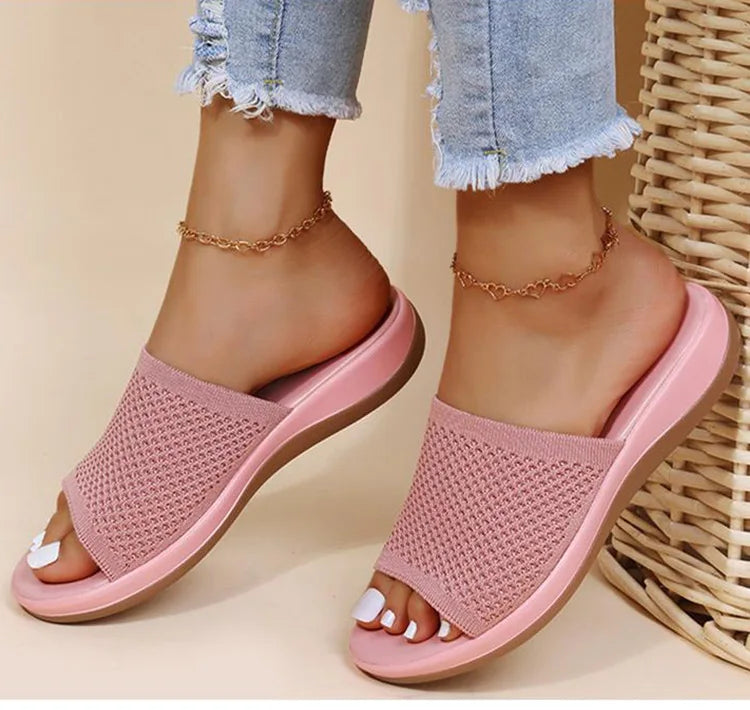 Sandals Women Elastic Force Summer Shoes Women Flat Sandals Casual Indoor Outdoor Slipper Summer Sandals For Beach Zapatos Mujer