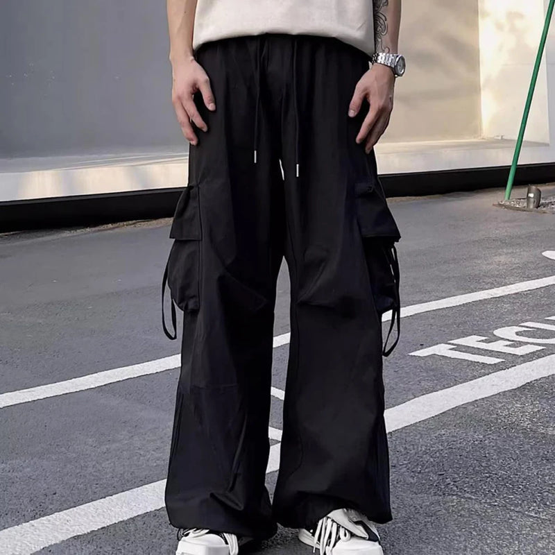 Mens Parachute-Style Loose Oversized Cargo Pants Fashion Hip-hop Y2K Streetwear