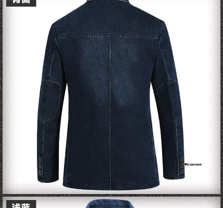 Men Denim Blazer Fashion Cotton Vintage Suit Coat Male Male Blue Casual Jeans Jacket New  Autumn Clothes Veste Homme