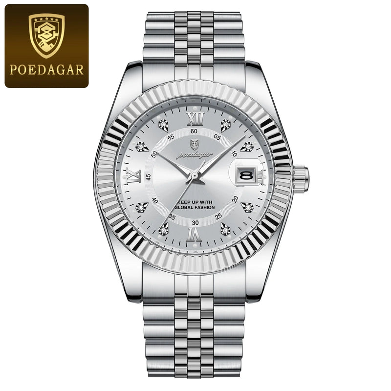 POEDAGAR Luxury Sport Wrist Watch For Man Waterproof Luminous Date Men Watch Quartz Stainless Steel Men's Watches Male Reloj+box