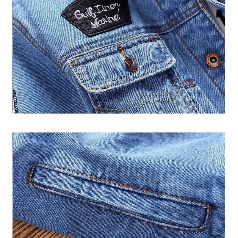 Fashion Denim Jacket Trendy Men's Jean Jackets Spring Autumn Casual Tops Stand Collar Outwear Motorcycle Cowboy New