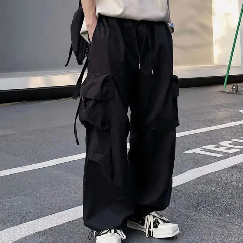 Mens Parachute-Style Loose Oversized Cargo Pants Fashion Hip-hop Y2K Streetwear