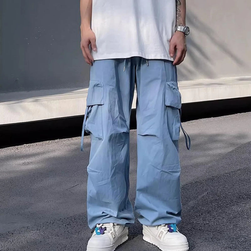 Mens Parachute-Style Loose Oversized Cargo Pants Fashion Hip-hop Y2K Streetwear