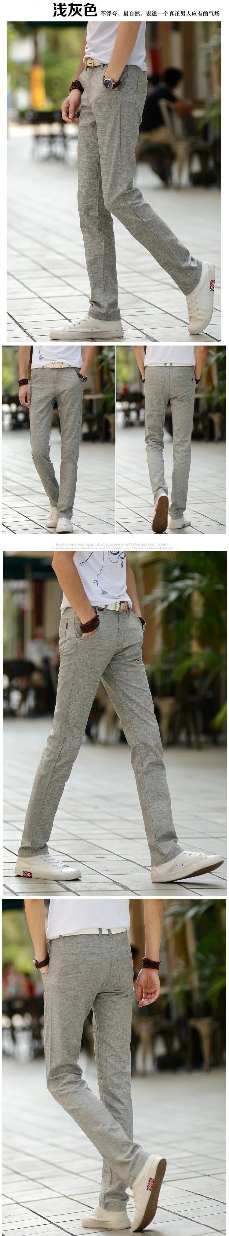 Trendy Korean Style Summer Thin Straight-Leg Casual Pants Men's Cotton Linen Blouse Slimming Effect Tailored To Your Body