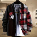 Men's spring and autumn new casual daily long-sleeved shirt single-breasted fashion comfortable patchwork plaid slim cardigan