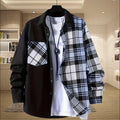 Men's spring and autumn new casual daily long-sleeved shirt single-breasted fashion comfortable patchwork plaid slim cardigan