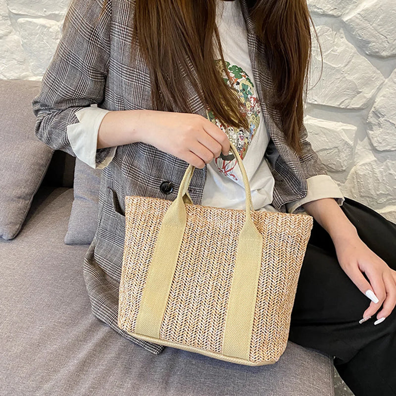 Bolsa Rattan Handbags Casual Praia