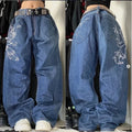 Streetwear American New Washed Light Blue Baggy Jeans Men And Women Y2K High Street Fashion Retro Punk High Waist Wide Trousers