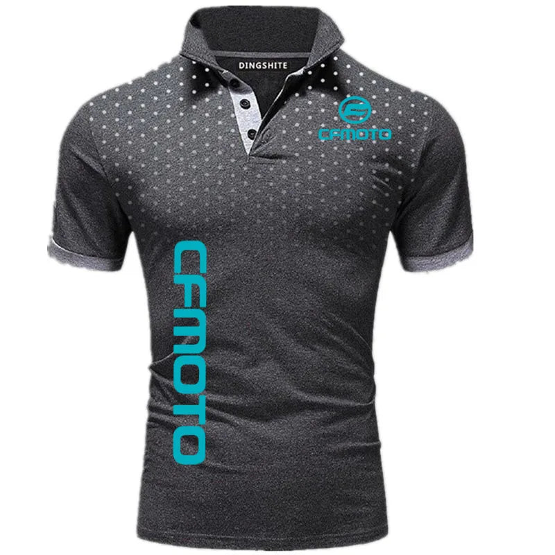 Summer Tiki Men's POLO shirt cotton short sleeve top cfmoto print Harajuku polka Dot gradient breathable luxury men's golf shirt